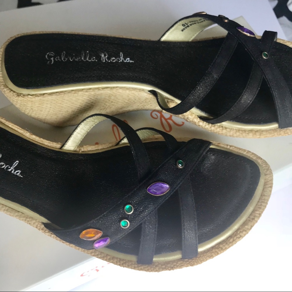 GABRIELLA ROCHA - black leather wedge sandals